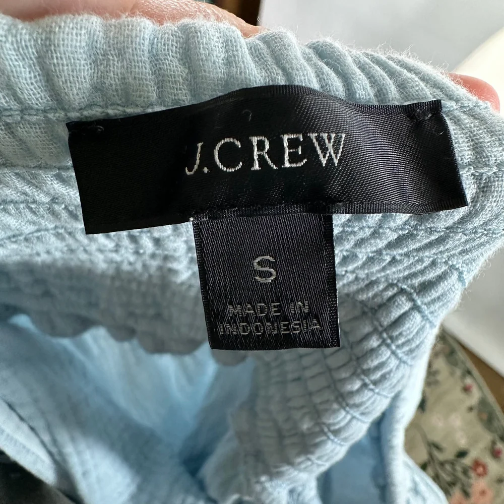 J. Crew Squareneck Soft Gauze Dress Hydrangea Blue Smocked Cotton Cottage Size S